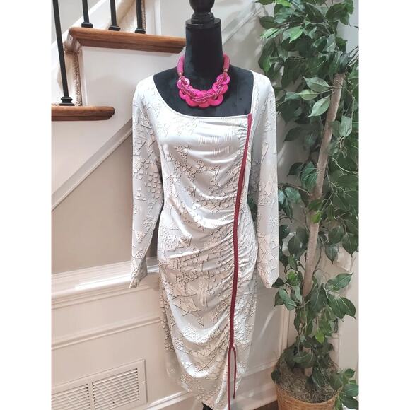 Jete. Women's Gray Polyester Round Neck Long Sleeve Knee Length Dress Size 1X - Picture 1 of 11